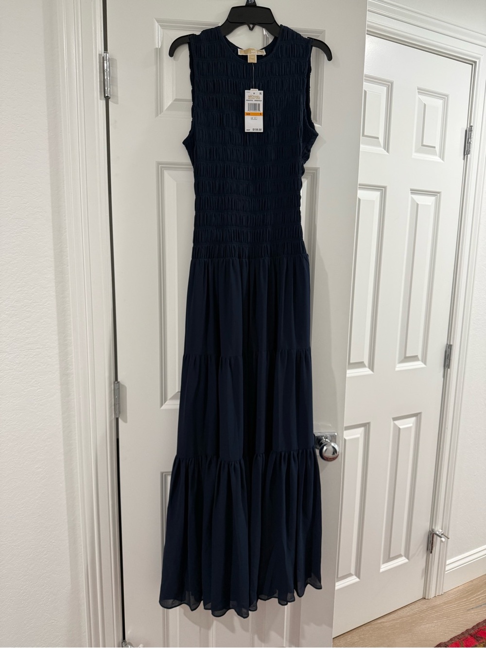 Michael Kors Navy Sleeveless Tiered Maxi Dress